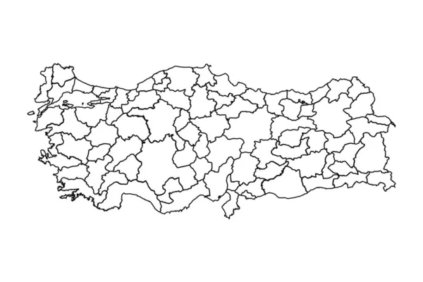 アウトライン 国と都市とのトルコのスケッチマップ — ストックベクタ