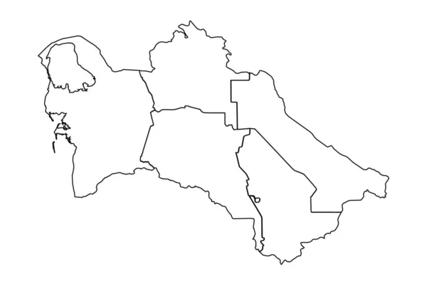 Mapa Esboço Turquemenistão Com Estados Cidades — Vetor de Stock