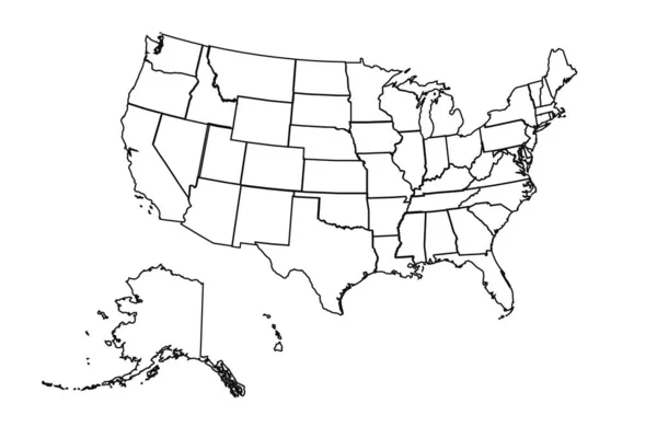Συνοπτικός Χάρτης Sketch Των Ηνωμένων Πολιτειών Τις Πολιτείες Και Τις — Διανυσματικό Αρχείο