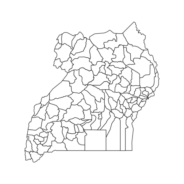 Bosquejo Del Mapa Uganda Con Estados Ciudades — Archivo Imágenes Vectoriales