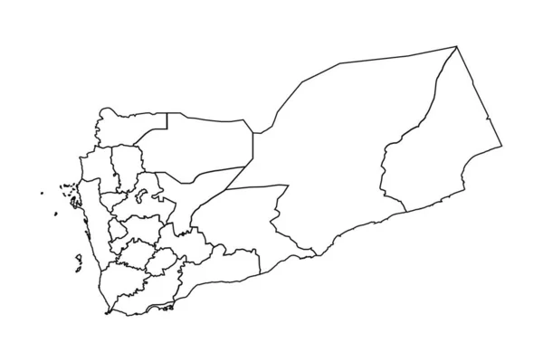 Περιγραμμικός Χάρτης Σκετς Της Υεμένης Κράτη Και Πόλεις — Διανυσματικό Αρχείο