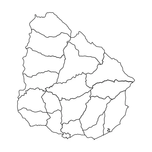 Карта Набросков Уругвая Государствами Городами — стоковый вектор