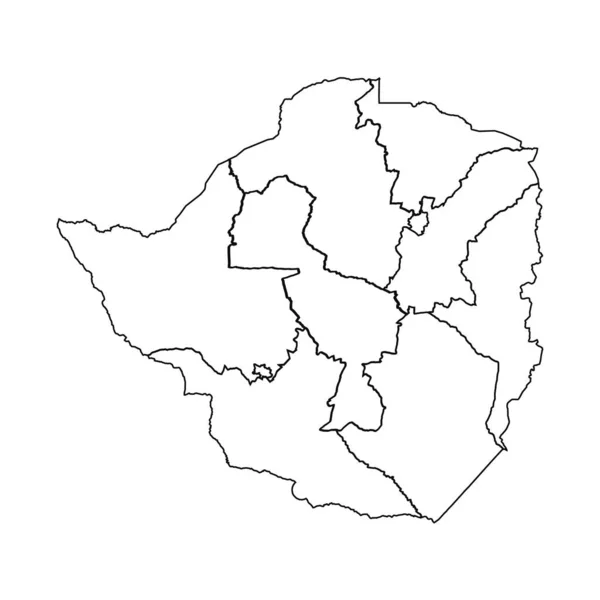 Overzicht Van Plattegrond Van Zimbabwe Met Staten Steden — Stockvector