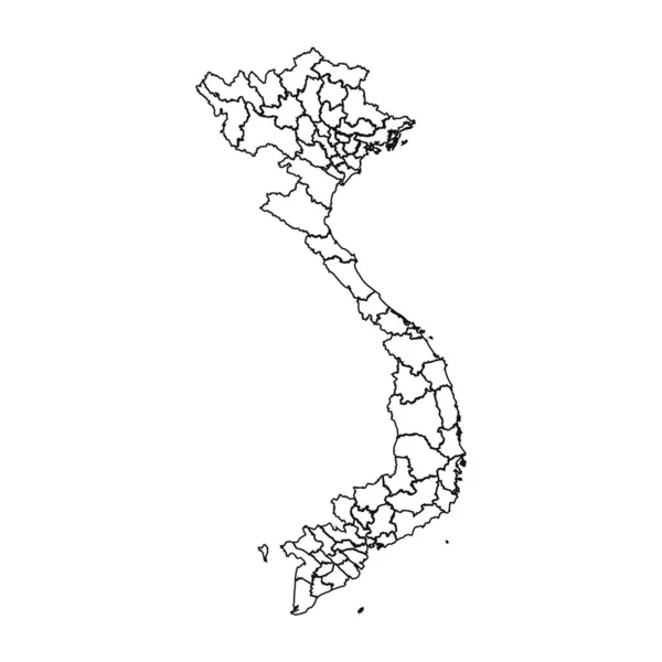 Outline Sketch Mappa Del Vietnam Con Stati Città — Vettoriale Stock