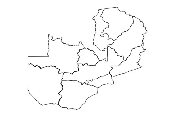 Zarys Mapy Zambii Stanami Miastami — Wektor stockowy