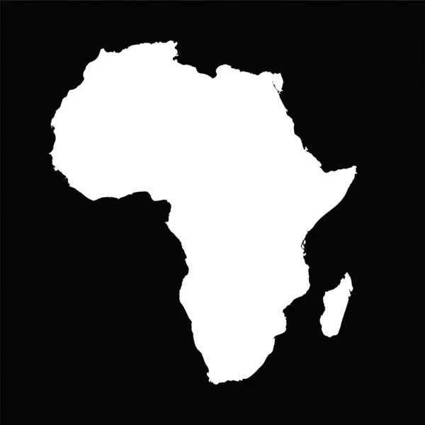 Mapa África Simples Isolado Fundo Preto — Vetor de Stock