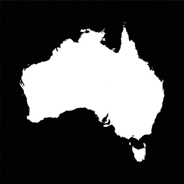 Eenvoudige Kaart Australië Geïsoleerd Zwarte Achtergrond — Stockvector