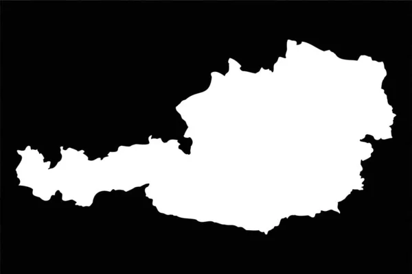 Carte Autriche Simple Isolée Sur Fond Noir — Image vectorielle