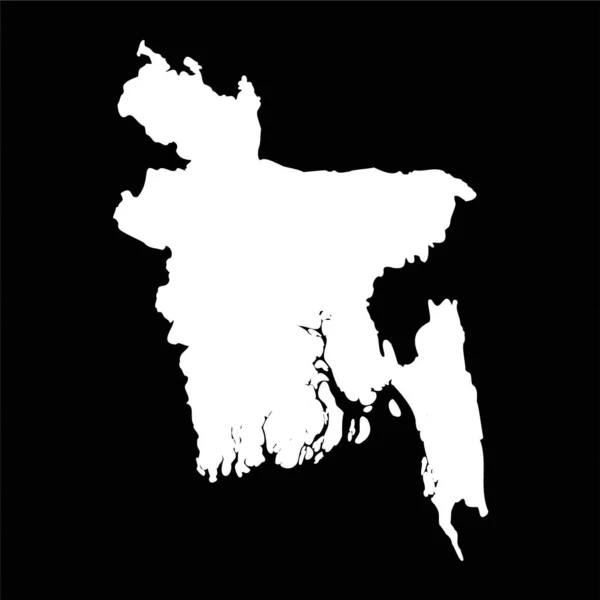 Semplice Mappa Del Bangladesh Isolata Sfondo Nero — Vettoriale Stock