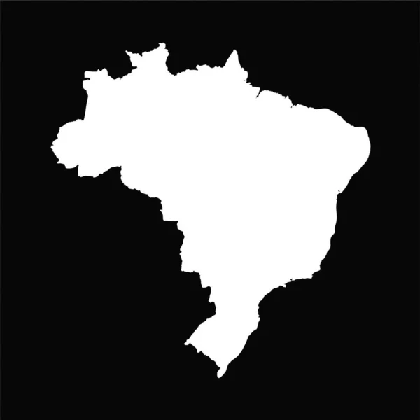 Egyszerű Brazília Térkép Elszigetelt Fekete Háttér — Stock Vector