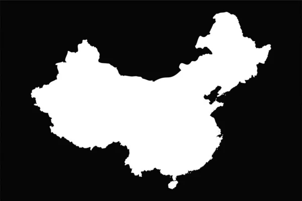 Carte Chine Simple Isolée Sur Fond Noir — Image vectorielle