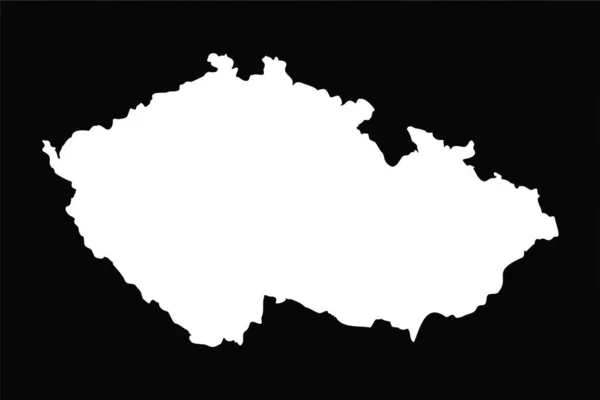 Mapa Simples República Checa Isolado Fundo Preto —  Vetores de Stock