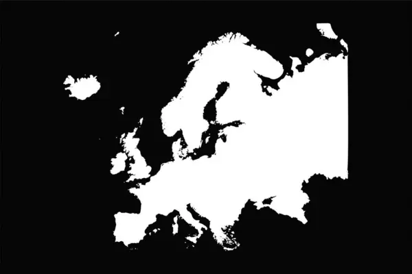 Mapa Europa Simples Isolado Fundo Preto — Vetor de Stock