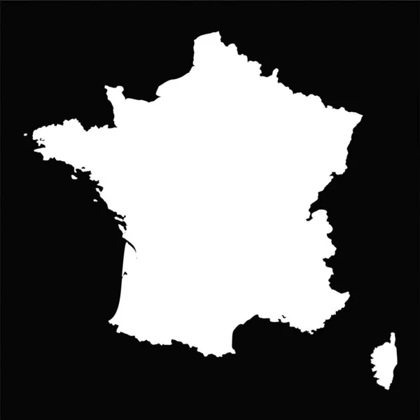 Mappa Semplice Della Francia Isolata Sfondo Nero — Vettoriale Stock