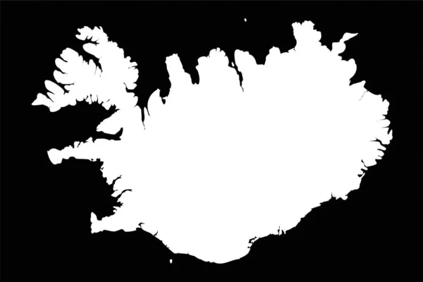Eenvoudige Ijsland Kaart Geïsoleerd Zwarte Achtergrond — Stockvector