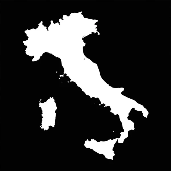 Simple Italy Map Isolated Black Background — Stock Vector