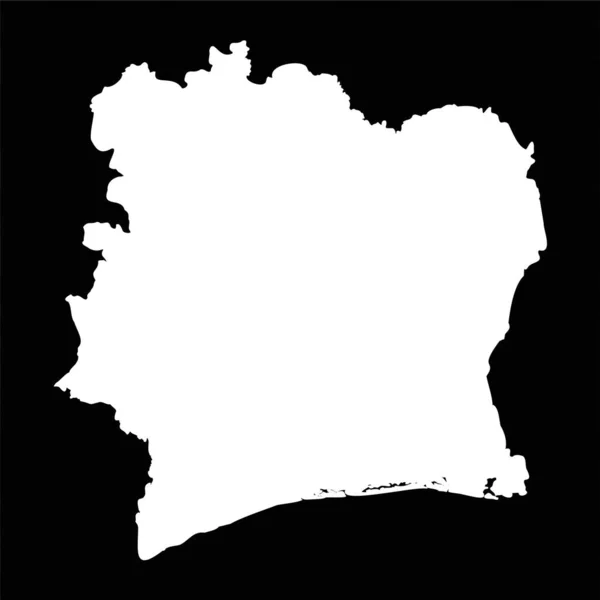 Egyszerű Elefántcsontparti Térkép Elszigetelt Fekete Háttér — Stock Vector