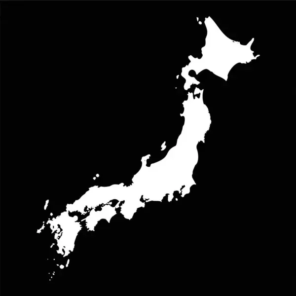Mapa Simples Japão Isolado Fundo Preto —  Vetores de Stock
