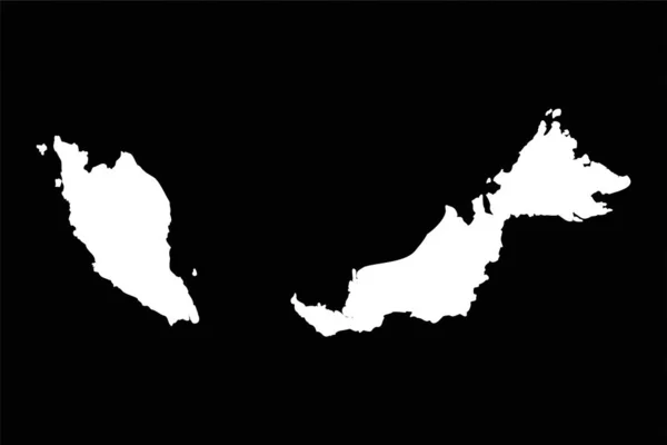 Απλός Χάρτης Της Μαλαισίας Απομονωμένος Μαύρο Φόντο — Διανυσματικό Αρχείο