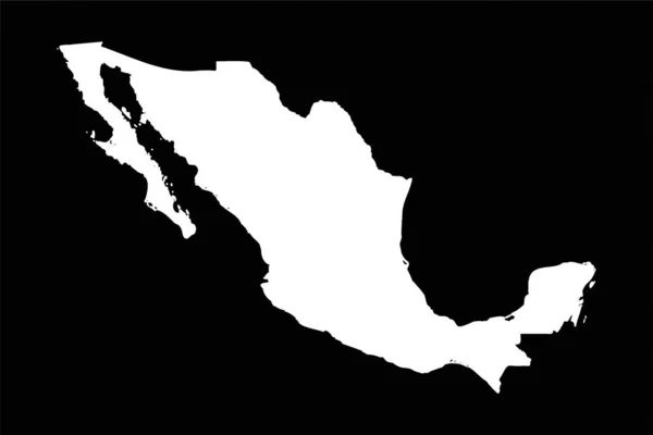 Egyszerű Mexikó Térkép Elszigetelt Fekete Háttér — Stock Vector