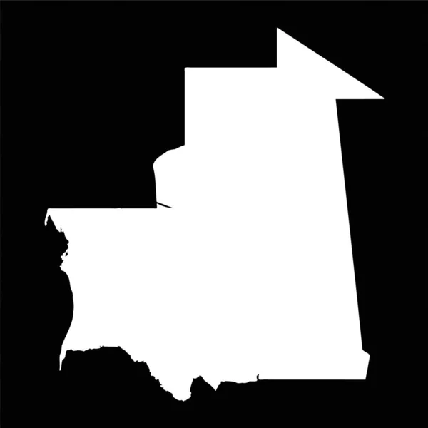 Mapa Simples Mauritânia Isolado Fundo Preto — Vetor de Stock