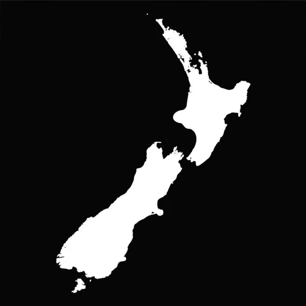 Mapa Simples Nova Zelândia Isolado Fundo Preto — Vetor de Stock