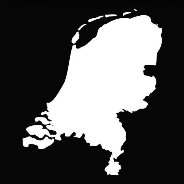 ブラックバックグラウンドのシンプルなオランダの地図 — ストックベクタ