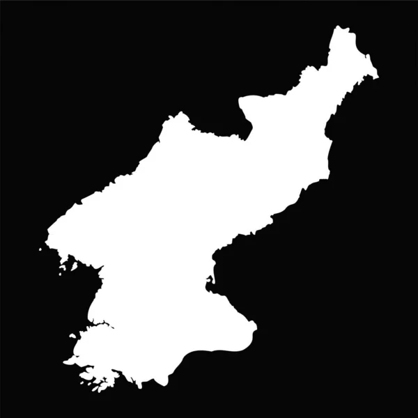 Простая Карта Северной Кореи Изолированная Черном Фоне — стоковый вектор