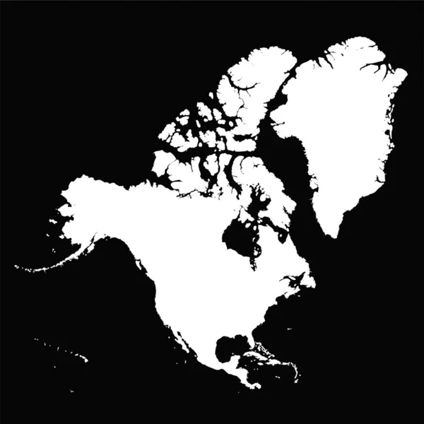 Enkel Nordamerika Karta Isolerad Svart Bakgrund — Stock vektor