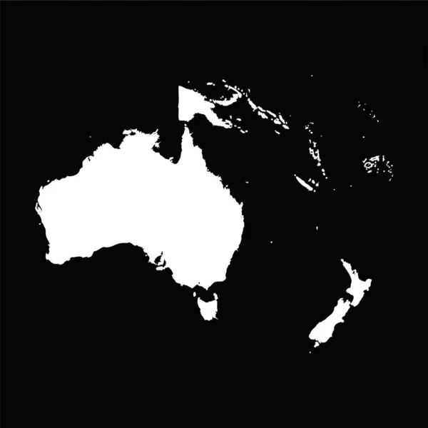 Eenvoudige Oceanië Kaart Geïsoleerd Zwarte Achtergrond — Stockvector