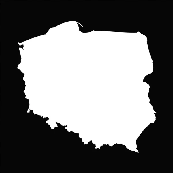 Egyszerű Lengyelország Térkép Elszigetelt Fekete Háttér — Stock Vector