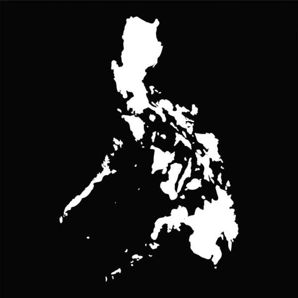 Enkel Filippinerna Karta Isolerad Svart Bakgrund — Stock vektor