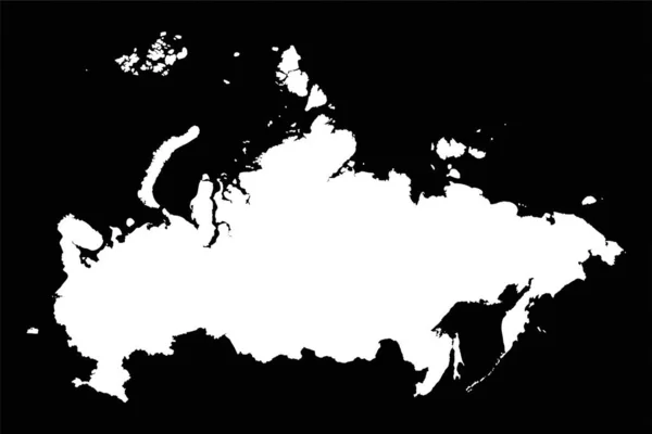 Enkel Ryssland Karta Isolerad Svart Bakgrund — Stock vektor
