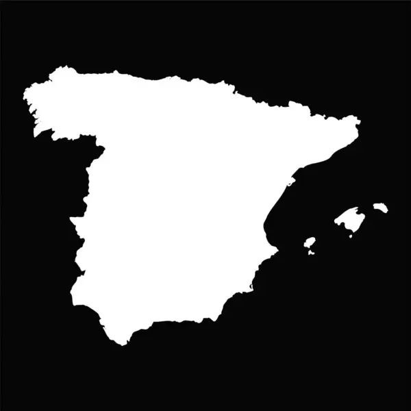 Mapa Simple España Aislado Sobre Fondo Negro — Archivo Imágenes Vectoriales