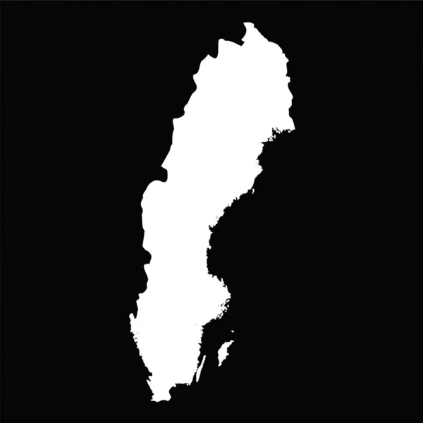 Απλός Χάρτης Της Σουηδίας Απομονωμένος Μαύρο Φόντο — Διανυσματικό Αρχείο