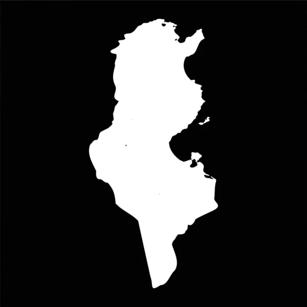 Απλός Χάρτης Της Τυνησίας Απομονωμένος Μαύρο Φόντο — Διανυσματικό Αρχείο