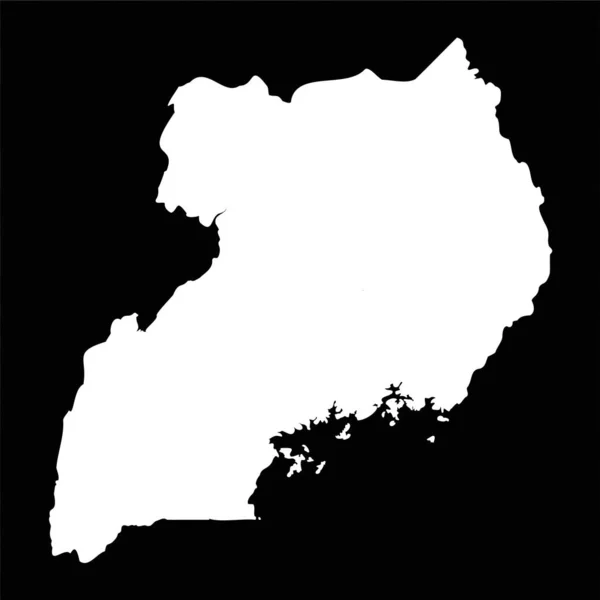 Carte Simple Ouganda Isolée Sur Fond Noir — Image vectorielle