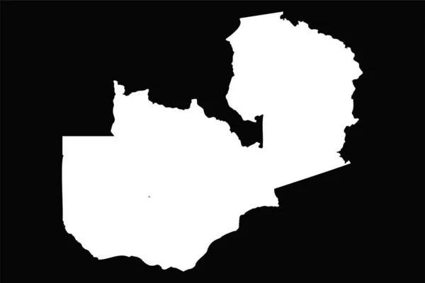 Mapa Simple Zambia Aislado Sobre Fondo Negro — Vector de stock