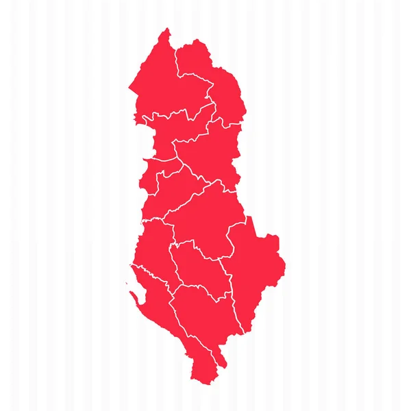 詳細な国境を持つアルバニアの州マップ — ストックベクタ