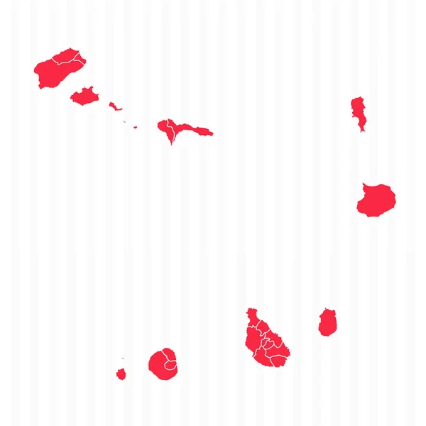 Карта Штатов Кабо Верде Подробными Границами — стоковый вектор