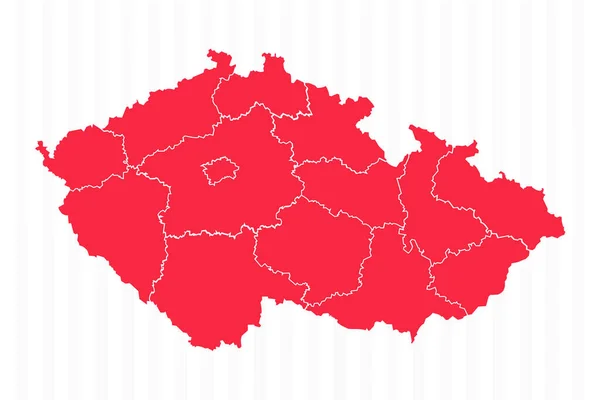 Carte Des États République Tchèque Avec Frontières Détaillées — Image vectorielle