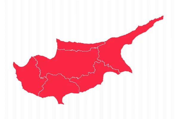 詳細な国境を持つキプロスの州マップ — ストックベクタ