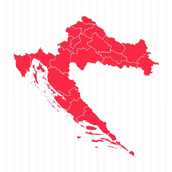 Χάρτης Κρατών Της Κροατίας Λεπτομερή Σύνορα — Διανυσματικό Αρχείο