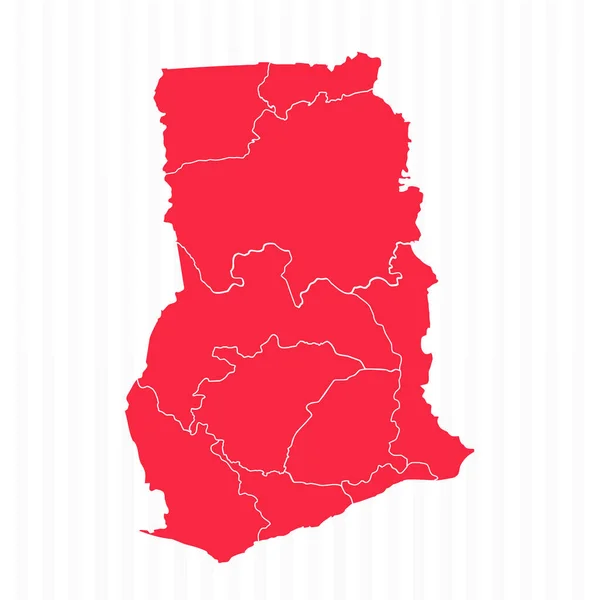 Staternas Karta Över Ghana Med Detaljerade Gränser — Stock vektor