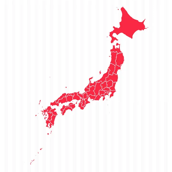 Карта Государств Японии Подробными Границами — стоковый вектор