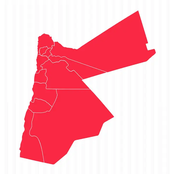 詳細な国境を持つヨルダンの州の地図 — ストックベクタ
