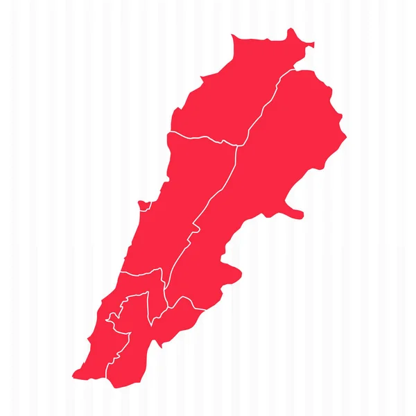 Mappa Degli Stati Del Libano Con Frontiere Dettagliate — Vettoriale Stock
