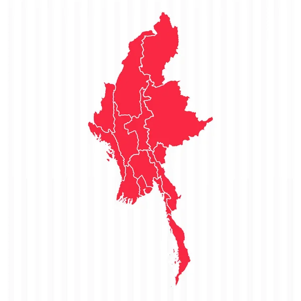 Peta Negara Bagian Myanmar Dengan Batas Terrinci - Stok Vektor