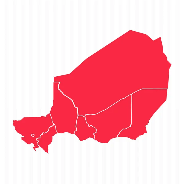 詳細な国境を持つニジェールの州の地図 — ストックベクタ