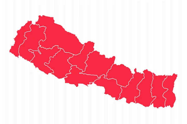 Χάρτης Των Κρατών Του Νεπάλ Λεπτομερή Σύνορα — Διανυσματικό Αρχείο